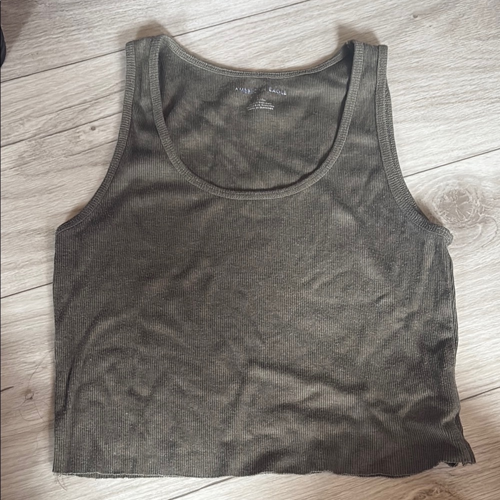 American Eagle Outfitters Olive Green Women's Tank Top